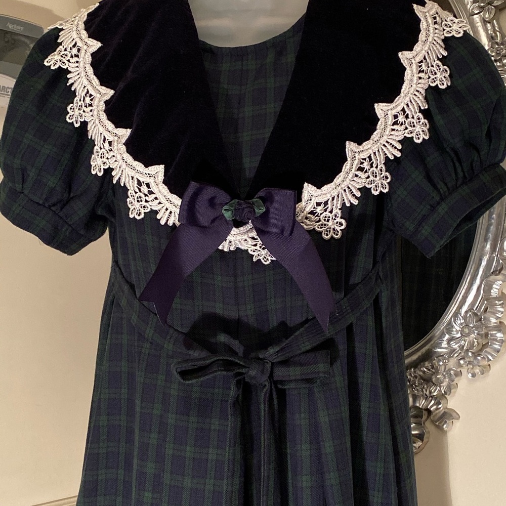 Girls Juniors Green and Navy Blue Plaid Dress